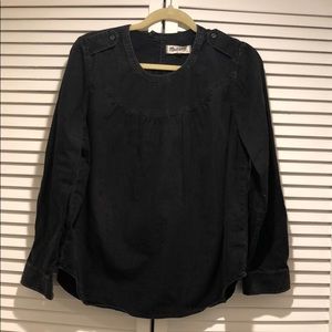 Madewell black denim long sleeve top